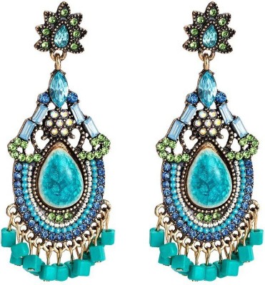 Misstyle Multi-layer tassel resin acrylic earrings (Blue) Alloy Drops & Danglers