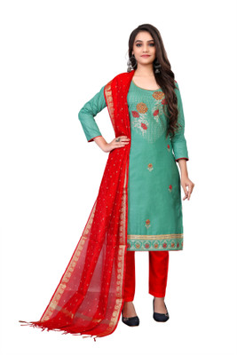 manvaa Polycotton Embroidered Kurta & Palazzo Material