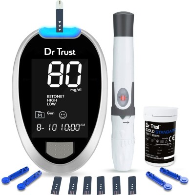 Dr. Trust (USA) Digital Glucose Blood Sugar testing Monitor Machine with 10 Strips Glucometer(Black)