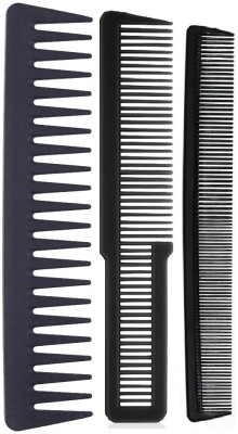 E-DUNIA 3 Pieces Hair Combs Set, Include Barber Flat Top Clipper Comb, Tapered Comb and Heat Resistant Carbon Fiber Barber Cutting Comb for Men Women