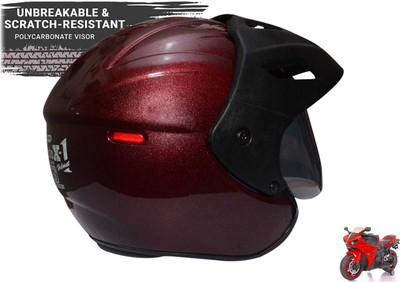 MonteX-1 brownish-red half face helmet Motorbike Helmet(brownishred, Black, Red, Blue)