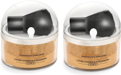 ADJD Professional Gold Shimmer Eye Shadow & Highlighter 2in1 Pack Of 2 Highlighter(Gold)