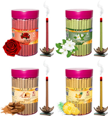Shankh Rose, Mogra, Panchvati & Pineapple Dhoop Stick (Incense Stick) Pack of 400 gram (100 + 100 + 100 + 100) Fragrances Rose, Mogra, Panchvati, Pineapple(100 g, Set of 4)