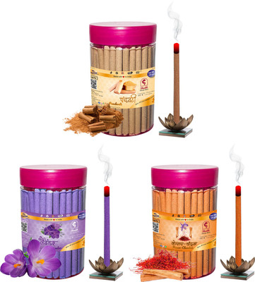 Shankh Kesar Chandan, Panchvati & Lavender Dhoop Stick (Incense Stick) Pack of 300 gram (100 + 100 + 100) Fragrances Kesar Chandan, Panchvati, Lavender(100 g, Set of 3)