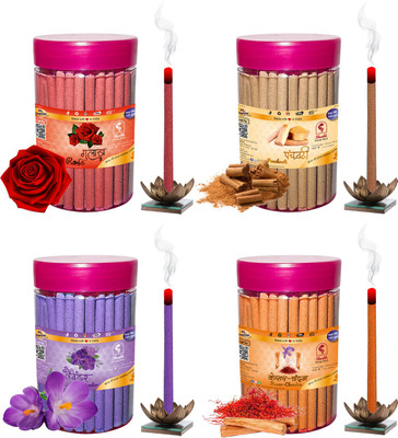 Shankh Rose, Panchvati, Lavender & Kesar Chandan Dhoop Stick (Incense Stick) Pack of 400 gram (100 + 100 + 100 + 100) Fragrances Rose, Panchvati, Lavender, Kesar Chandan(100 g, Set of 4)