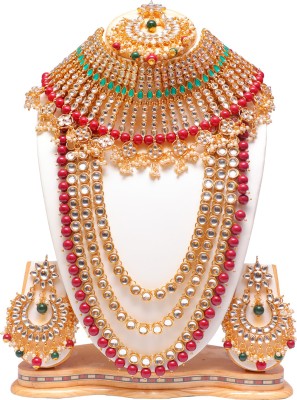 Swarajshop Alloy Gold-plated Green, Maroon Jewellery Set(Pack of 1)