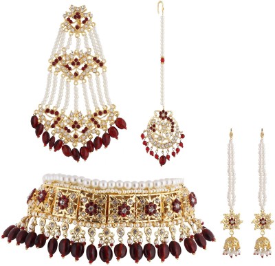 hurrio Mother of Pearl Gold-plated Maroon, Gold Jewellery Set(Pack of 1)