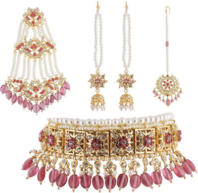 hurrio Mother of Pearl Gold-plated Pink Jewellery Set(Pack of 1)