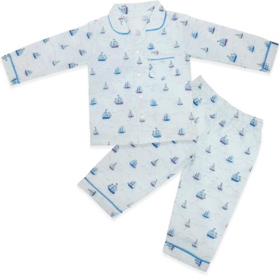 Born Babies Baby Boys & Baby Girls Casual Pyjama Shirt(Light Blue)