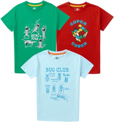 Cub McPaws Boys Graphic Print Cotton Blend T Shirt(Multicolor, Pack of 3)