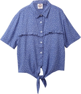 Cub McPaws Girls Casual Rayon Shirt Style Top(Blue, Pack of 1)