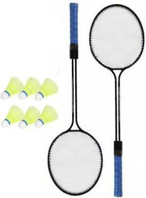 CLOVERBYTE Double Shaft Badminton Racquet Set Of 2 Piece With 6 Piece Nylon Shuttle Cock Badminton Kit Badminton Kit