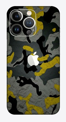 OggyBaba APPLE iPhone 13 Pro Max, Phone Back side Protector and Camera Protector Mobile Skin(Military Yellow Camouflage Skin Matte Finish)