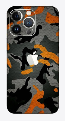 OggyBaba APPLE iPhone 13 Pro Max, Phone Back side Protector and Camera Protector Mobile Skin(Military Orange Camouflage Skin Matte Finish)