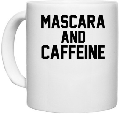 UDNAG White Ceramic Coffee / Tea 'Makeup | mascara' Perfect for Gifting [330ml] Ceramic Coffee Mug(330 ml)