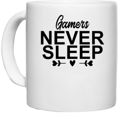 UDNAG White Ceramic Coffee / Tea 'Gamer | GAMERS NEVER SLEEP' Perfect for Gifting [330ml] Ceramic Coffee Mug(330 ml)