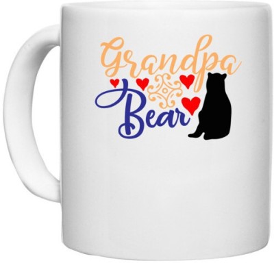 UDNAG White Ceramic Coffee / Tea 'Grand Mother | Grandpa bear' Perfect for Gifting [330ml] Ceramic Coffee Mug(330 ml)