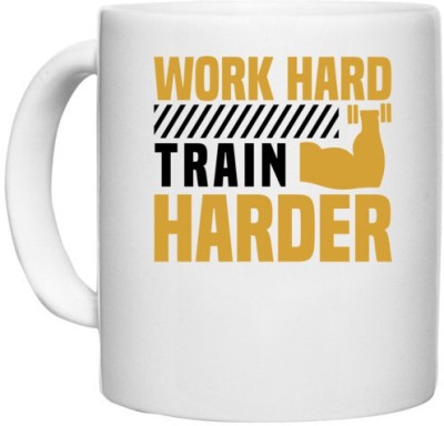 UDNAG White Ceramic Coffee / Tea 'Trainer, Gym | Work hard' Perfect for Gifting [330ml] Ceramic Coffee Mug(330 ml)