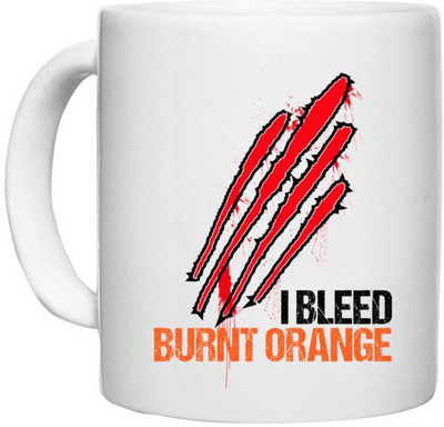 UDNAG White Ceramic Coffee / Tea 'Orange | I BLEED' Perfect for Gifting [330ml] Ceramic Coffee Mug(330 ml)
