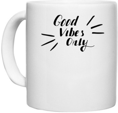UDNAG White Ceramic Coffee / Tea 'Good Vibes | good vibes only' Perfect for Gifting [330ml] Ceramic Coffee Mug(330 ml)