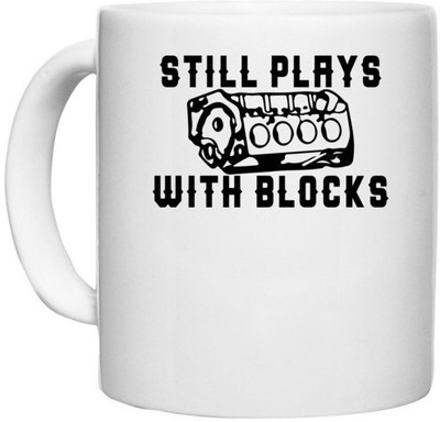 UDNAG White Ceramic Coffee / Tea 'Playing | still plays with blocks' Perfect for Gifting [330ml] Ceramic Coffee Mug(330 ml)