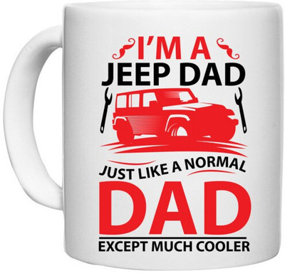 UDNAG White Ceramic Coffee / Tea 'Father | I'M AJEEP DAD' Perfect for Gifting [330ml] Ceramic Coffee Mug(330 ml)
