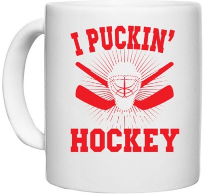 UDNAG White Ceramic Coffee / Tea 'Hockey | I PUCKIN’ LOVE' Perfect for Gifting [330ml] Ceramic Coffee Mug(330 ml)