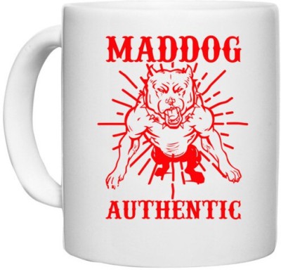 UDNAG White Ceramic Coffee / Tea 'Dog | MAD DOG STREETURBAN' Perfect for Gifting [330ml] Ceramic Coffee Mug(330 ml)