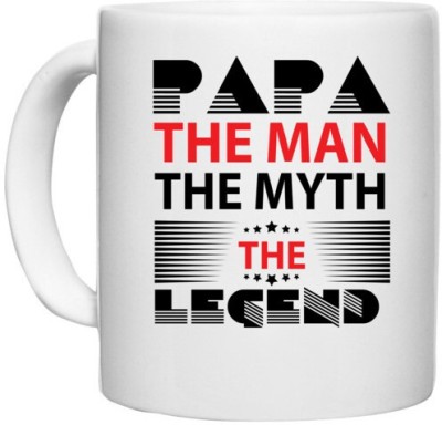 UDNAG White Ceramic Coffee / Tea 'Father | PAPA THE MAN' Perfect for Gifting [330ml] Ceramic Coffee Mug(330 ml)