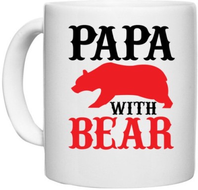 UDNAG White Ceramic Coffee / Tea 'Father | PAPA WITH BEAR_' Perfect for Gifting [330ml] Ceramic Coffee Mug(330 ml)