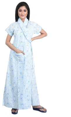 beauty Women Robe(Light Blue, White)