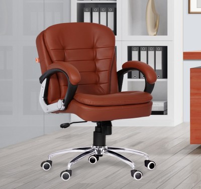 Da URBAN Milford Tan Revolving | Mid Back | Ergonomic | Home & Office | Leatherette Office Executive Chair(Multicolor, DIY(Do-It-Yourself))