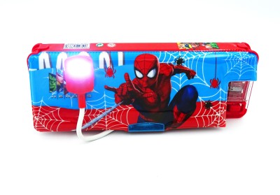 Johnnie Boy Multipurpose Magnetic Pencil Box with Light Lamp & Dual Sharpener for Girls & Boys for School | Big Size Cartoon Printed Pencil Case for Kids ( spiderman ) spiderman Art Plastic Pencil Box(Set of 1, Multicolor)