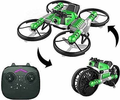 Radha Kripa 2 in 1 Deformation Quadcopter/Motorcycle Watch Control Drone Hand Sensor Deformation Motorcycle Quadcopter Drone | Advanced Tech  (Green)