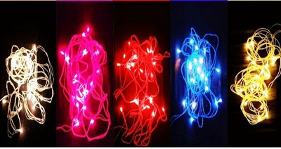 Shankypal 26 LEDs 8.64 m Multicolor Steady String Rice Lights(Pack of 5)