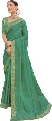IMME Printed Bollywood Cotton Silk Saree(Green)