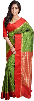 Ansari Fabrics Woven Mysore Art Silk Saree(Green)