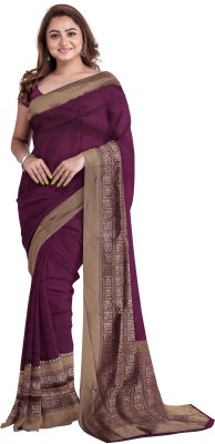 Lotshot Bazar Solid/Plain Banarasi Silk Blend Saree(Maroon)