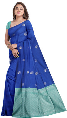 Ashopalav Sarees Self Design Kovai Art Silk Saree(Dark Blue)