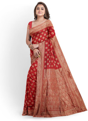 Ashopalav Sarees Printed Daily Wear Art Silk Saree(Red)