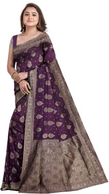 GREEN PEARS Printed Daily Wear Art Silk Saree(Purple)