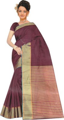 IMME Printed Maheshwari Cotton Silk Saree(Brown)