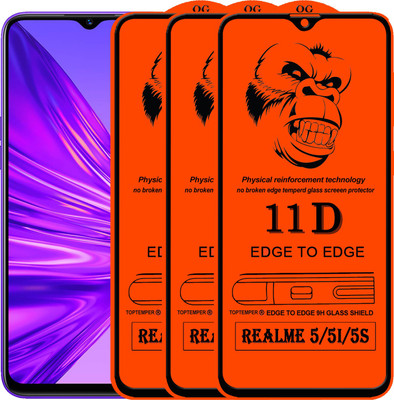 TOPTEMPER Edge To Edge Tempered Glass for REALME 5(Pack of 3)