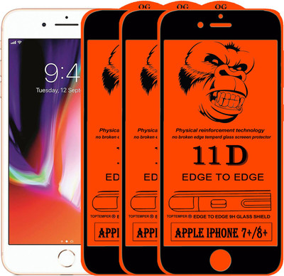 TOPTEMPER Edge To Edge Tempered Glass for Apple iPhone 8 Plus(Pack of 3)