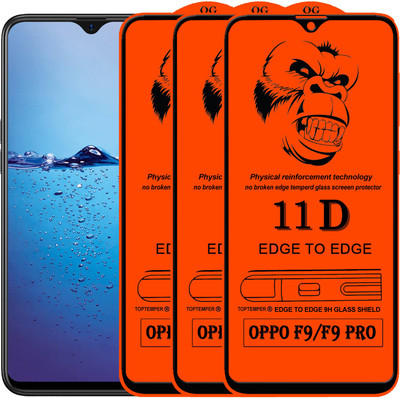 TOPTEMPER Edge To Edge Tempered Glass for Oppo F9(Pack of 3)