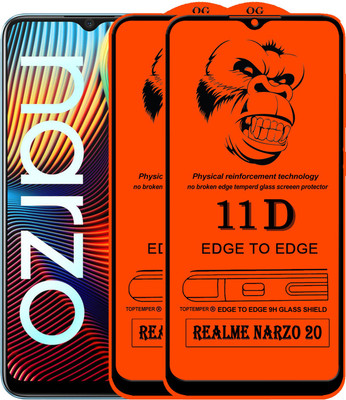 TOPTEMPER Edge To Edge Tempered Glass for REALME NARZO 20(Pack of 2)