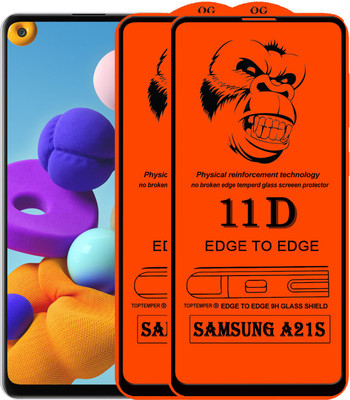 TOPTEMPER Edge To Edge Tempered Glass for SAMSUNG GALAXY A21S(Pack of 2)