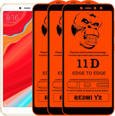 TOPTEMPER Edge To Edge Tempered Glass for Mi Redmi Y2, Mi Redmi S2(Pack of 3)