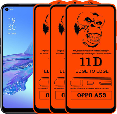 TOPTEMPER Edge To Edge Tempered Glass for OPPO A53(Pack of 3)
