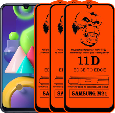 TOPTEMPER Edge To Edge Tempered Glass for SAMSUNG GALAXY M21(Pack of 3)